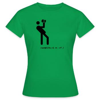 root Befehl rm -rf / - Frauen T-Shirt - Kelly Green - Vorne - AI Model Female 172 dark (172cm)