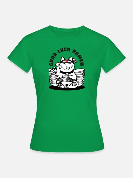 Viel Glück Ramen - maneki neko - Frauen T-Shirt - Kelly Green