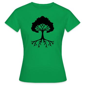 Tree rooted with roots Tree of Life - Women's T-Shirt - kelly green - Front - AI Model Female 172 dark (172cm)