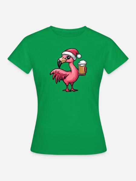 Flamingo Weihnachten Bier - Frauen T-Shirt - Kelly Green