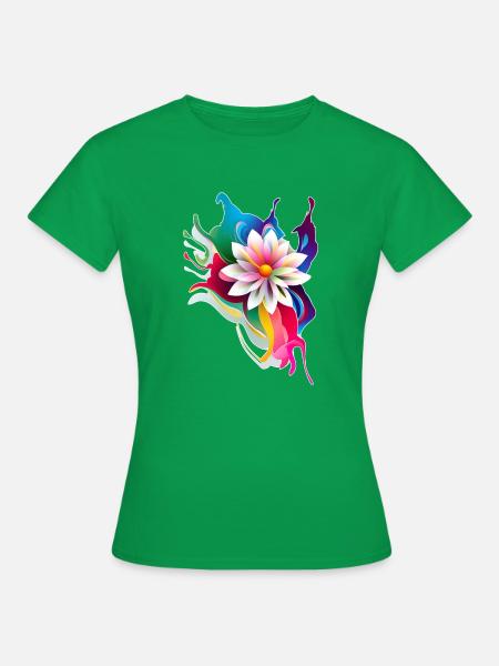 Farbenfrohes Thai-Blumenmotiv - Frauen T-Shirt - Kelly Green
