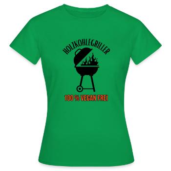 Barbecue au charbon de bois - 100 % végétalien gratuit - barbecue - T-shirt Femme - vert - Devant - AI Model Female 172 dark (172cm)