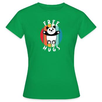 Retro Stalk Free Hugs Panda - Women's T-Shirt - kelly green - Front - AI Model Female 172 dark (172cm)