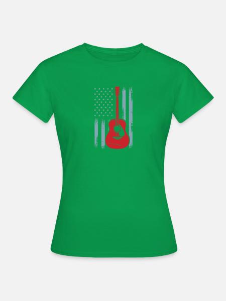 USA Flag Guitar | Guitar - Frauen T-Shirt - Kelly Green