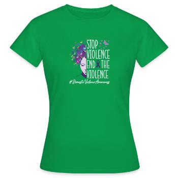 Stop The Violence En | Domestic Violence Awareness - Women's T-Shirt - kelly green - Front - AI Model Female 172 dark (172cm)