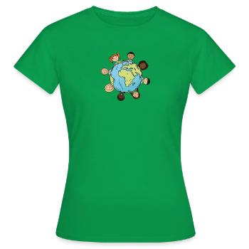 Erde mit Kindern - Umwelt - Frauen T-Shirt - Kelly Green - Vorne - AI Model Female 172 dark (172cm)