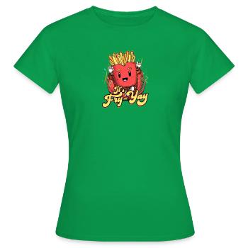 It's Fry Yay - french fries - Women's T-Shirt - kelly green - Front - AI Model Female 172 dark (172cm)