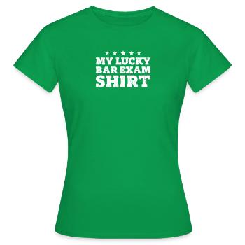 My lucky bar exam shirt - attorney at law - Women's T-Shirt - kelly green - Front - AI Model Female 172 dark (172cm)