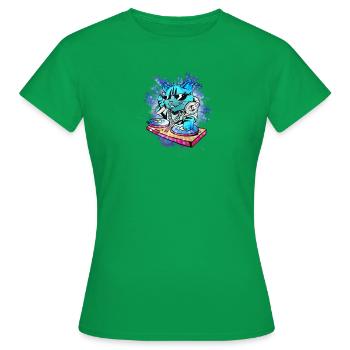 DJ House Music Katze - Katze - Frauen T-Shirt - Kelly Green - Vorne - AI Model Female 172 dark (172cm)