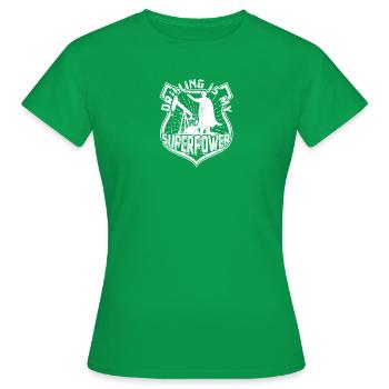 Bohren ist meine Superkraft - Oilfield - Frauen T-Shirt - Kelly Green - Vorne - AI Model Female 172 dark (172cm)