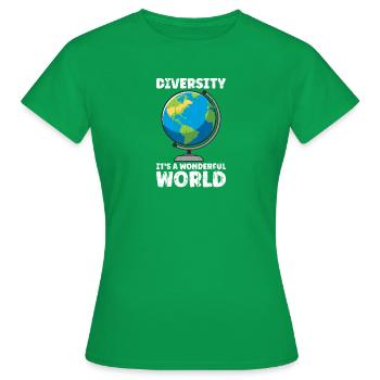 Diversité - C’est un monde merveilleux! -Diversité - T-shirt Femme - vert - Devant - AI Model Female 172 dark (172cm)
