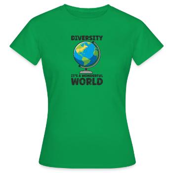Diversité - C’est un monde merveilleux! -Diversité - T-shirt Femme - vert - Devant - AI Model Female 172 dark (172cm)