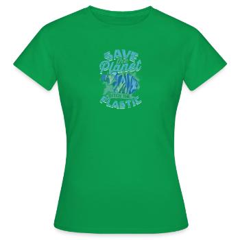 Rette den Planeten, lass den Plastik fallen - Plastik - Frauen T-Shirt - Kelly Green - Vorne - AI Model Female 172 dark (172cm)