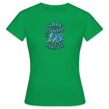 Rette den Planeten, lass den Plastik fallen - Plastik - Frauen T-Shirt - Kelly Green - Vorne - AI Model Female 172 dark (172cm)
