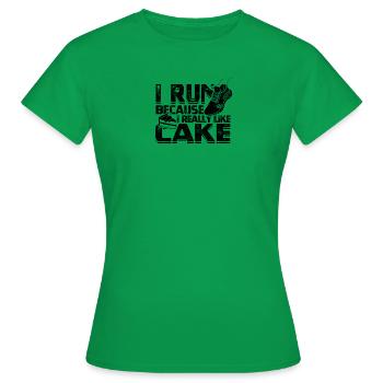 Je cours parce que j’aime beaucoup le gâteau - Jogging - T-shirt Femme - vert - Devant - AI Model Female 172 dark (172cm)
