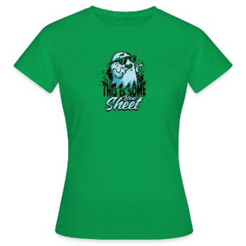 Das ist ein Buh-Blatt - geisterhaft - Frauen T-Shirt - Kelly Green - Vorne - AI Model Female 172 dark (172cm)