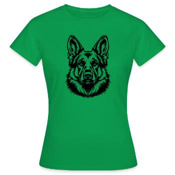 Schäferhund Hund Hundekopf - Frauen T-Shirt - Kelly Green - Vorne - AI Model Female 172 dark (172cm)