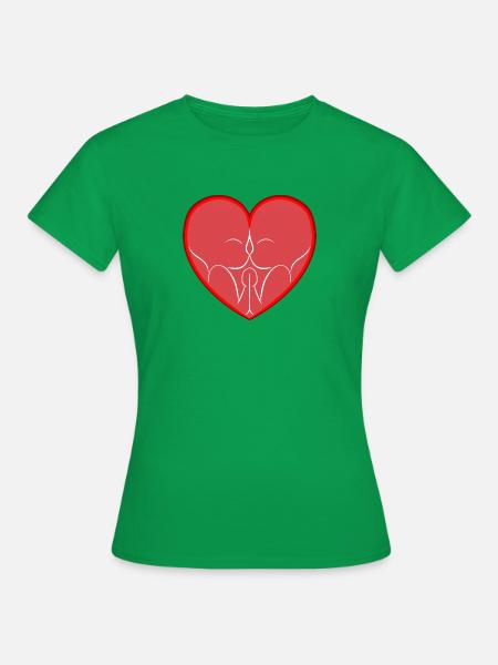 Herzlicher Kuss zwischen Liebenden - Frauen T-Shirt - Kelly Green
