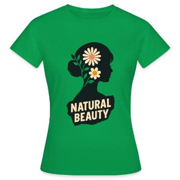 Silhouette Frau mit Blumenmotiv - Frauen T-Shirt - Kelly Green - Vorne - AI Model Female 172 dark (172cm)