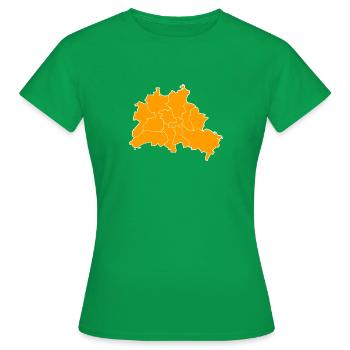 Berlin Map Silhouette avec les quartiers - T-shirt Femme - vert - Devant - AI Model Female 172 dark (172cm)