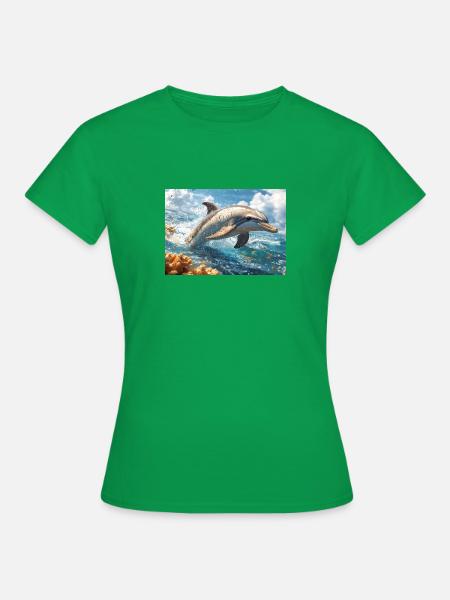 Springender Delfin Tümmler Meeressäuger - Frauen T-Shirt - Kelly Green