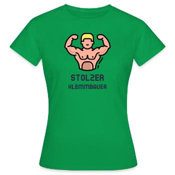 Stolzer Klemmbauer - KLemmbausteine - Frauen T-Shirt - Kelly Green - Vorne - AI Model Female 172 dark (172cm)
