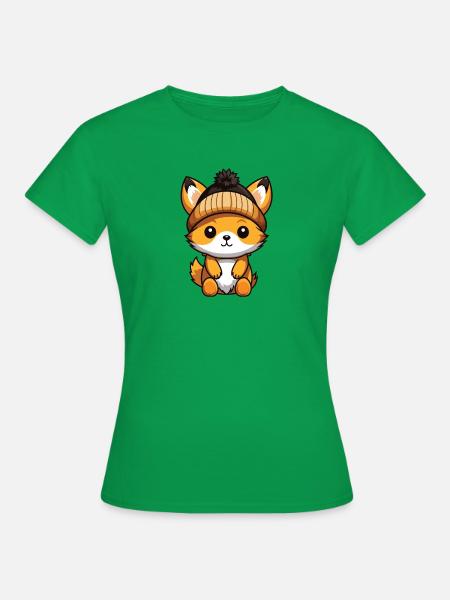 Fuchs Winter Comic Mütze - Frauen T-Shirt - Kelly Green