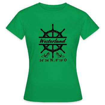 Volant, ancres et coordonnées Westerland-Sylt - T-shirt Femme - vert - Devant - AI Model Female 172 dark (172cm)