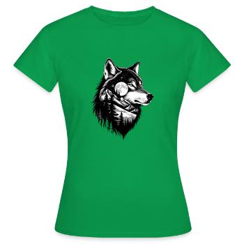 Black Wolf Wolf Portrait. Wolf design - Women's T-Shirt - kelly green - Front - AI Model Female 172 dark (172cm)