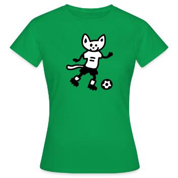 Football cat - cat plays football - Women's T-Shirt - kelly green - Front - AI Model Female 172 dark (172cm)