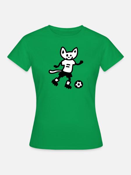 Football cat - cat plays football - Women's T-Shirt - kelly green
