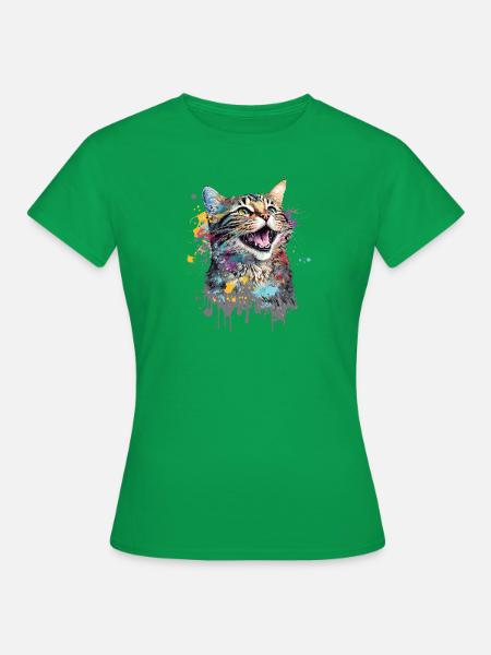 lachende Katze - Frauen T-Shirt - Kelly Green