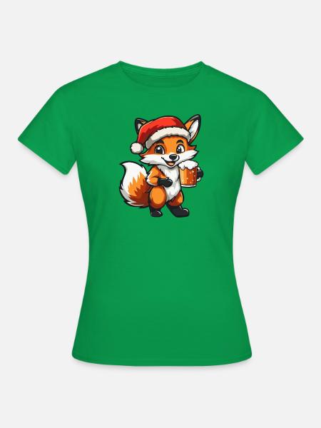 Fuchs Weihnachten Bier - Frauen T-Shirt - Kelly Green