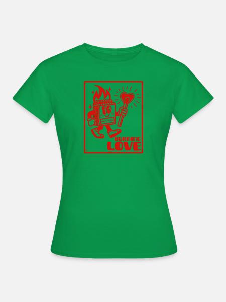 Burning Love - Romantisches Retro Design - Frauen T-Shirt - Kelly Green