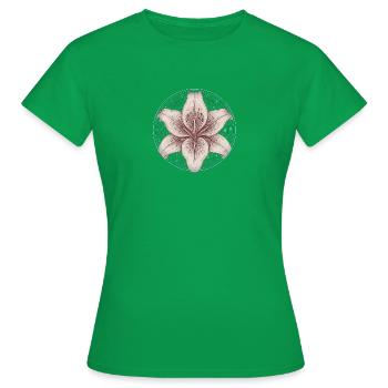 Lilie im Zeichenkreis der Alchemie - Frauen T-Shirt - Kelly Green - Vorne - AI Model Female 172 dark (172cm)