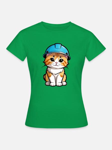 Kätzchen mit Schutzhelm - Frauen T-Shirt - Kelly Green