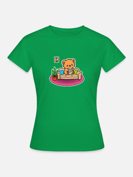 So ein niedlicher kleiner Bär - er liest ein Buch! - Frauen T-Shirt - Kelly Green
