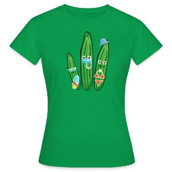 Vacation, Vacation, Cucumbers, Family, Diving - Women's T-Shirt - kelly green - Front - AI Model Female 172 dark (172cm)