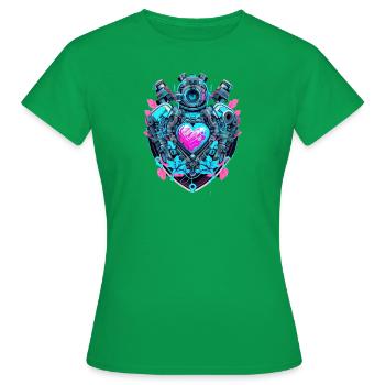 Cyborg Herz - Frauen T-Shirt - Kelly Green - Vorne - AI Model Female 172 dark (172cm)