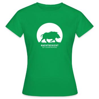 Nachtschicht bei Schweinemond! Jäger Shirt Jaeger - Frauen T-Shirt - Kelly Green - Vorne - AI Model Female 172 dark (172cm)