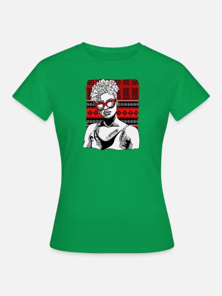 Frau Mit Afrotrap-tattoo - Frauen T-Shirt - Kelly Green