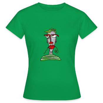 Gesicht - Frauen T-Shirt - Kelly Green - Vorne - AI Model Female 172 dark (172cm)