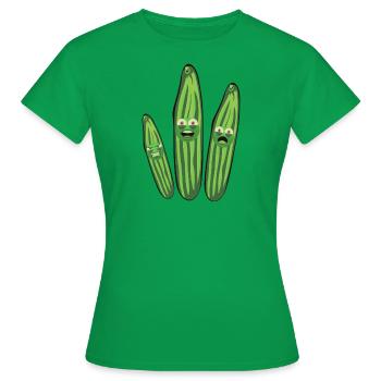 Launische Gurke, Gurken, Comic, Gurke - Frauen T-Shirt - Kelly Green - Vorne - AI Model Female 172 dark (172cm)