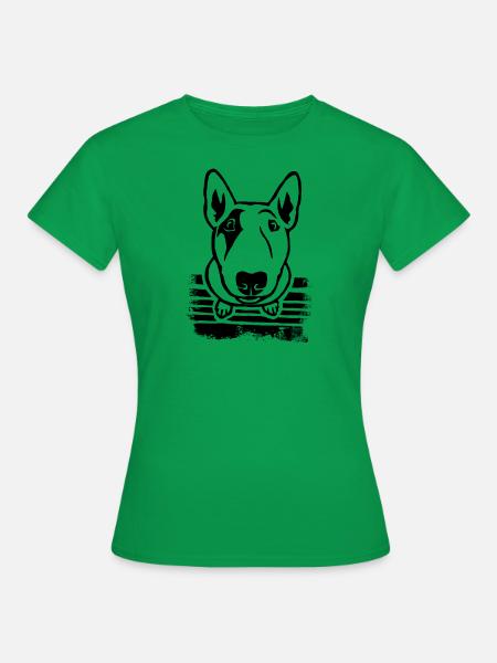 Bullterrier Linolschnitt - Frauen T-Shirt - Kelly Green