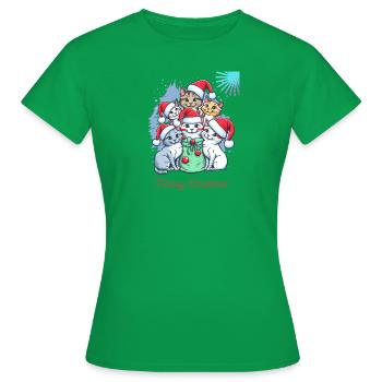 Black Red Cat Christmas Christmas T Shirt - T-shirt Femme - vert - Devant - AI Model Female 172 dark (172cm)