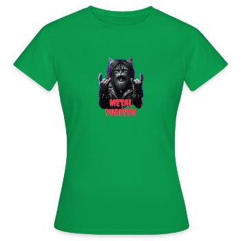 Rebel Whiskers: Metal Cat - Women's T-Shirt - kelly green - Front - AI Model Female 172 dark (172cm)