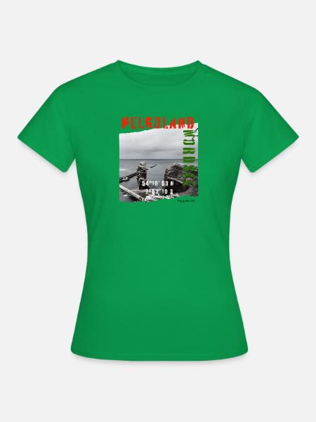 Helgoland Tshirt mit Koordinaten - Frauen T-Shirt - Kelly Green