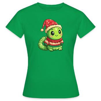 Wurm Weihnachten - Frauen T-Shirt - Kelly Green - Vorne - AI Model Female 172 dark (172cm)
