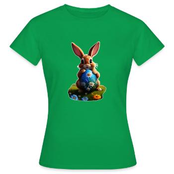 Osterhase mit Ei, Oval - Frauen T-Shirt - Kelly Green - Vorne - AI Model Female 172 dark (172cm)