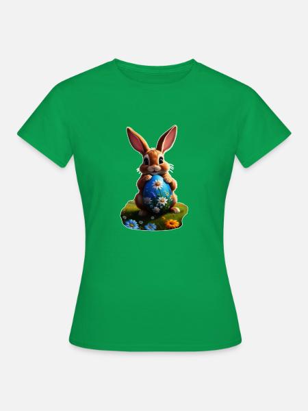 Osterhase mit Ei, Oval - Frauen T-Shirt - Kelly Green